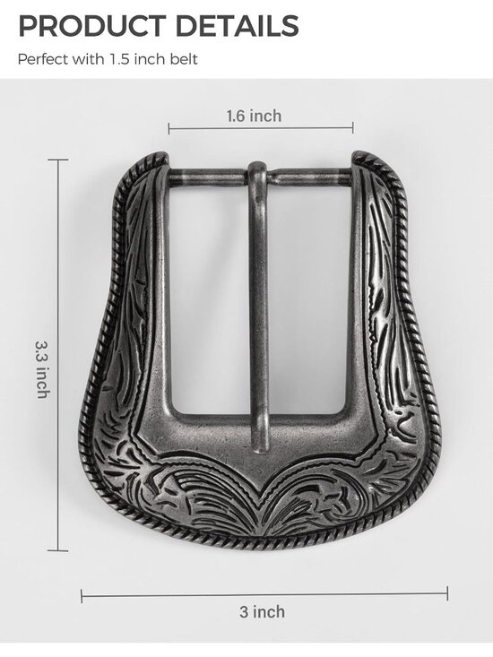 Unisex Western Antique Silver Engraved Curved Center Rope Edge Belt Buckle 1.5\